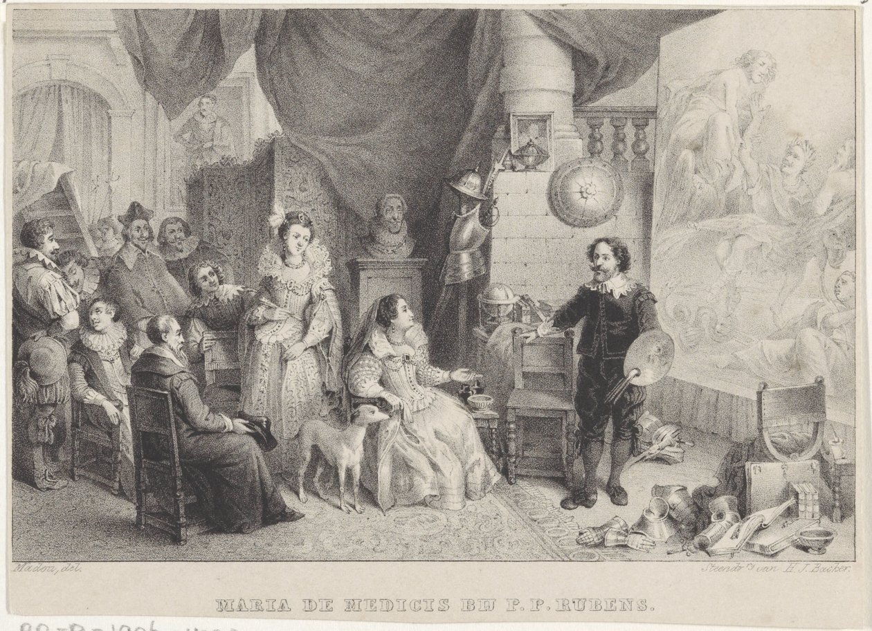 Maria de Medici med Rubens i hans studie af Jean Baptiste Madou