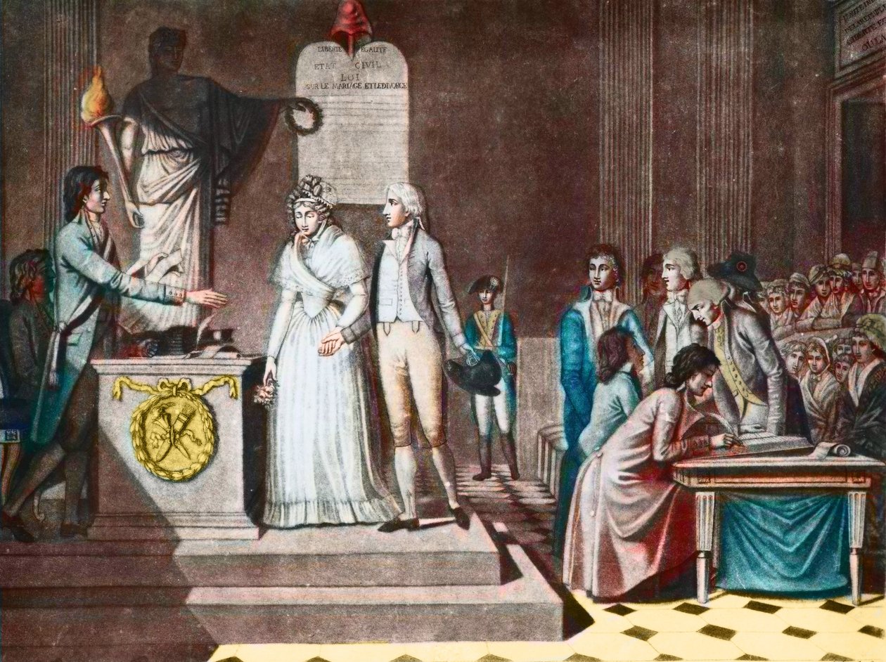 Det republikanske ægteskab - republikansk ægteskab - efter Aquatinten af Jean-Baptiste Mallet (1759-I835) - 1700-tallet af Jean Baptiste Mallet