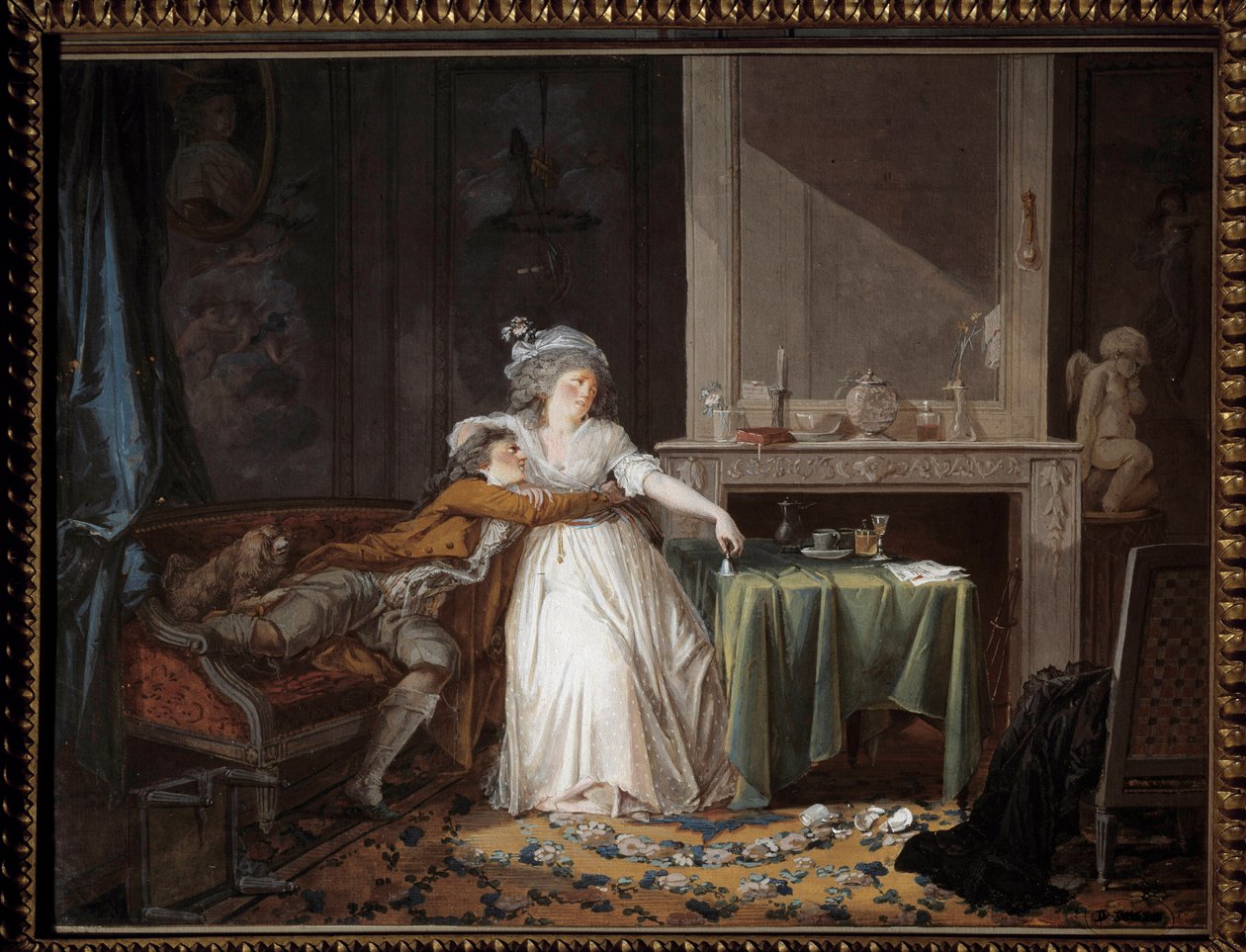 Den knækkede kop. Maleri af Jean Baptiste Mallet (1759-1835) af Jean Baptiste Mallet