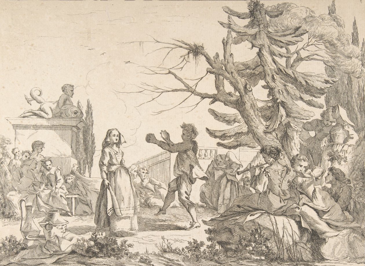 Impromptu Dance The Improvised Ball, 1742. af Jean Baptiste Marie Pierre