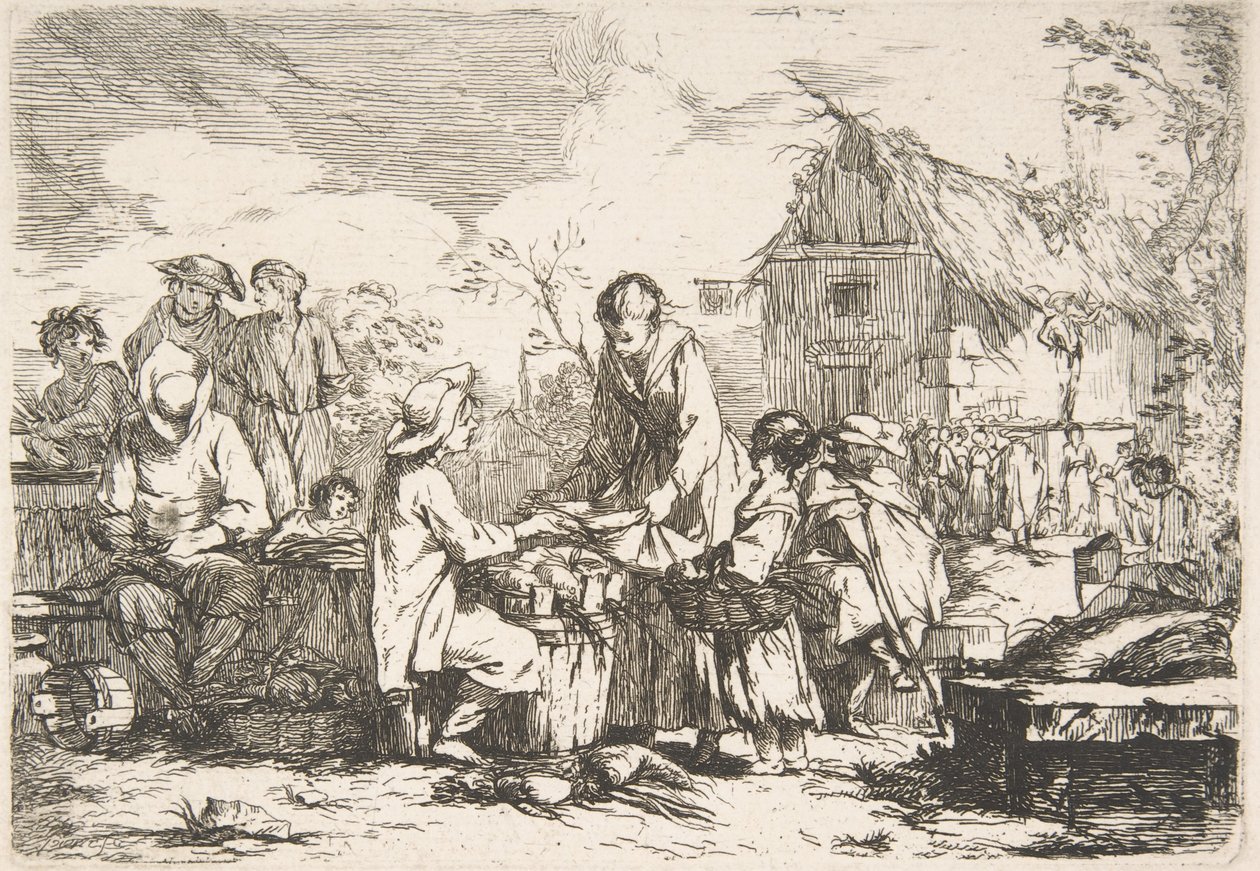 Village Market Place Landsbymarkedet, 1700-tallet. af Jean Baptiste Marie Pierre