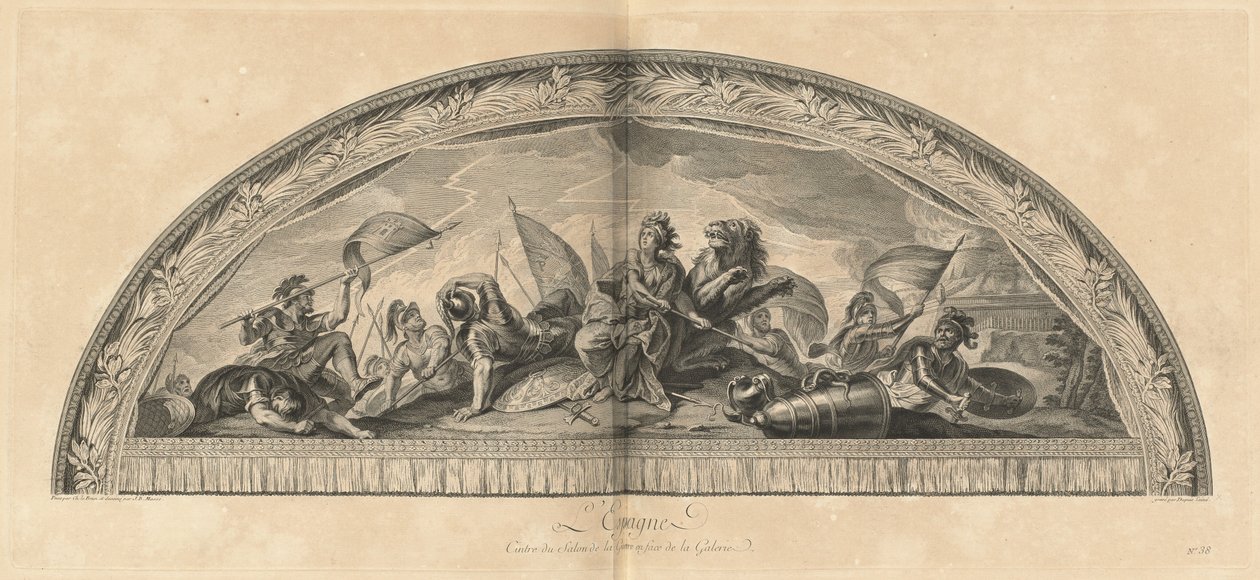 Spanien Ophænger af Salon de la Guerre foran Galleriet (Spanien, Center for Krigssalonen overfor Galleriet) [pl. 38] af Jean Baptiste Masse