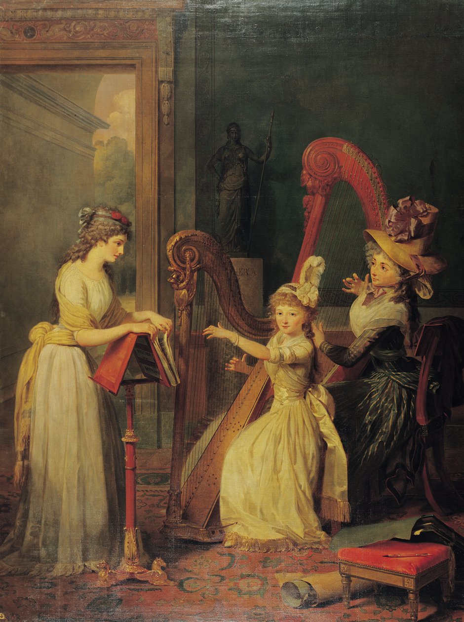 Harpe-lektion givet af Madame de Genlis til Mademoiselle d