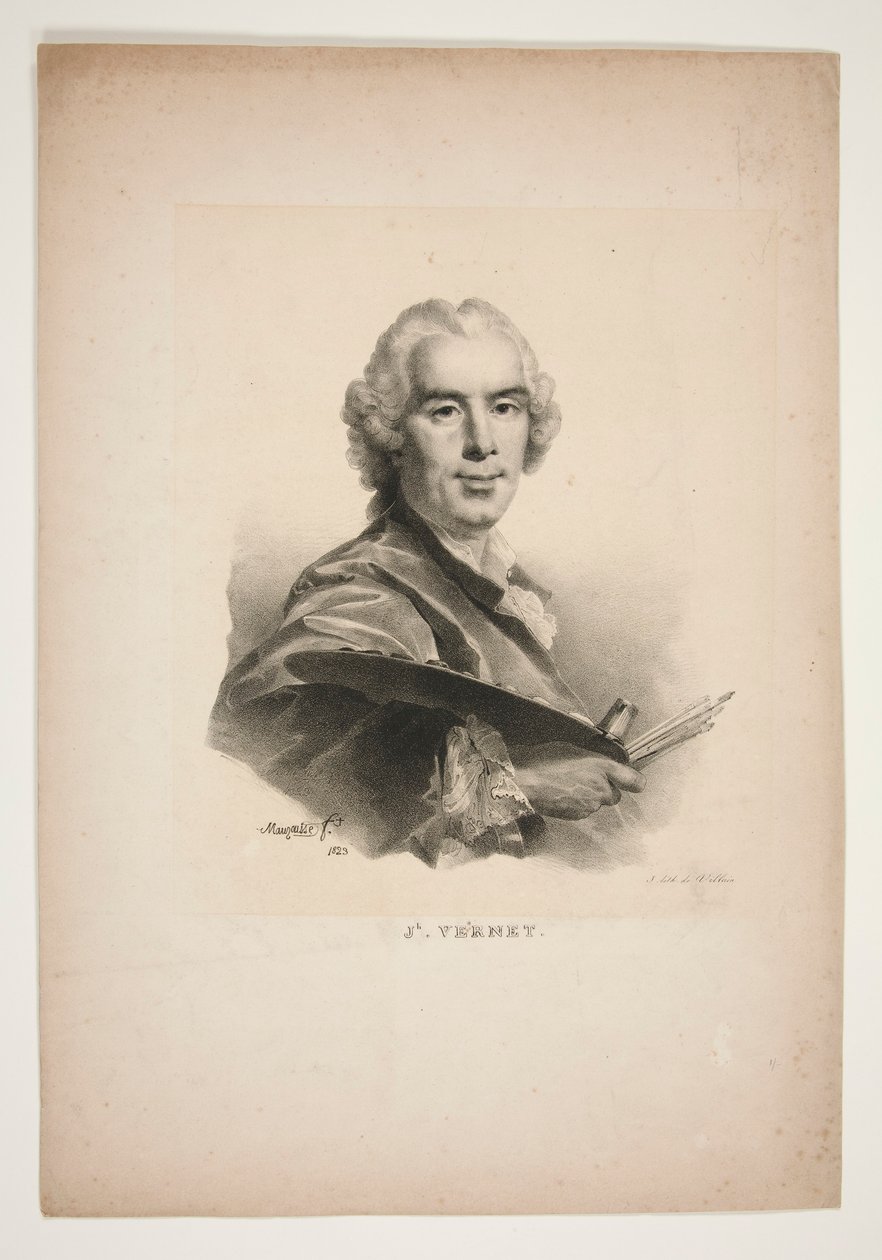 Portræt af Joseph Vernet af Jean Baptiste Mauzaisse