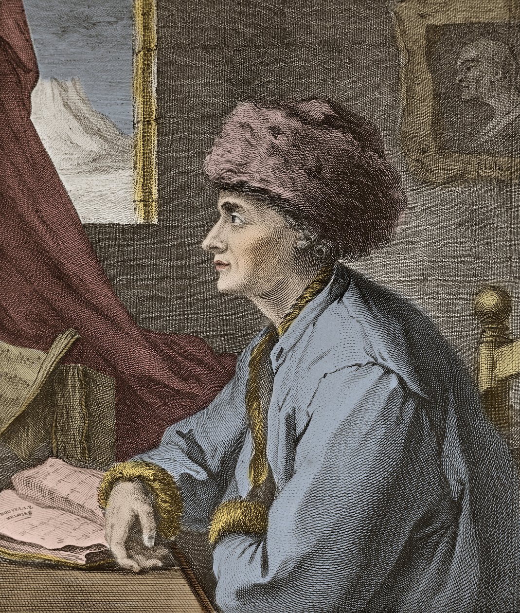 Jean Jacques Rousseau fransk forfatter og filosof på Neufchatel i 1765 graveret af J.B. Michel - Portræt af Jean-Jacques Rousseau (Jean Jacques) en Neuf Chatel i 1765 gravering af J.B. Michel af Jean Baptiste Michel