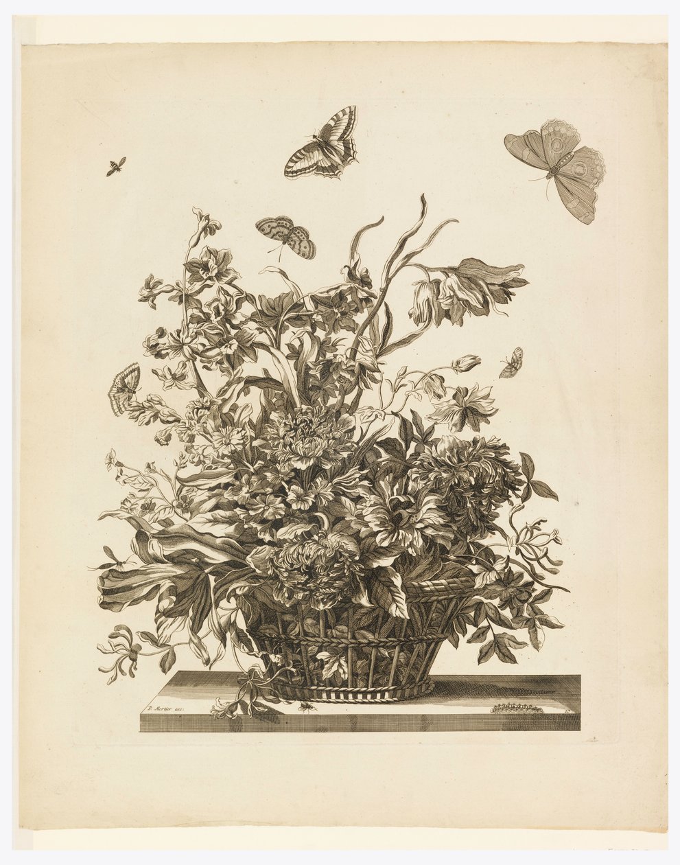 Plade 10, fra sæt af blomster i en kurv af Jean Baptiste Monnoyer