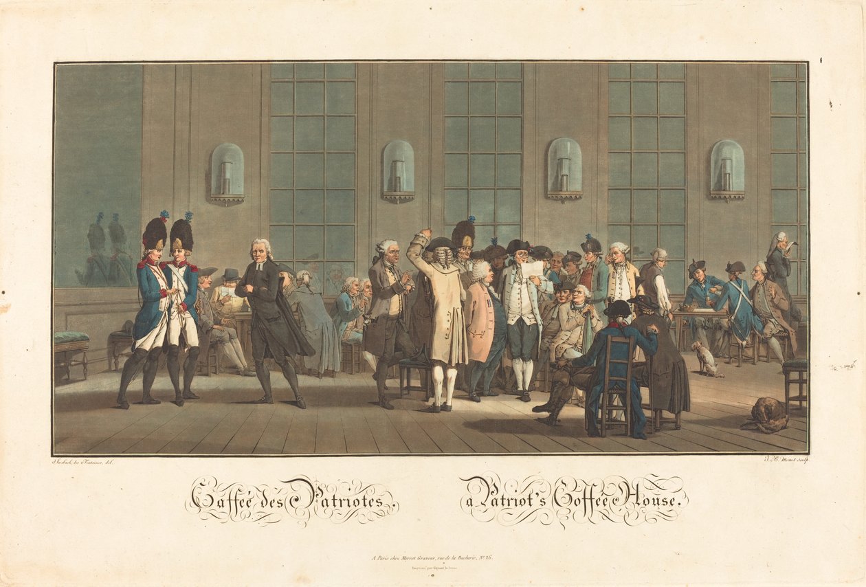 Café des Patriotes - En patriots kaffehus af Jean Baptiste Morret after Jacques François Joseph Swebach Desfontaines