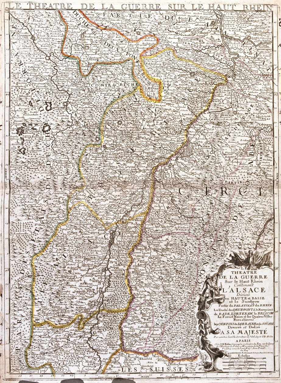 Kort over Alsace (Frankrig) (Gravering af Jean Baptiste Nolin