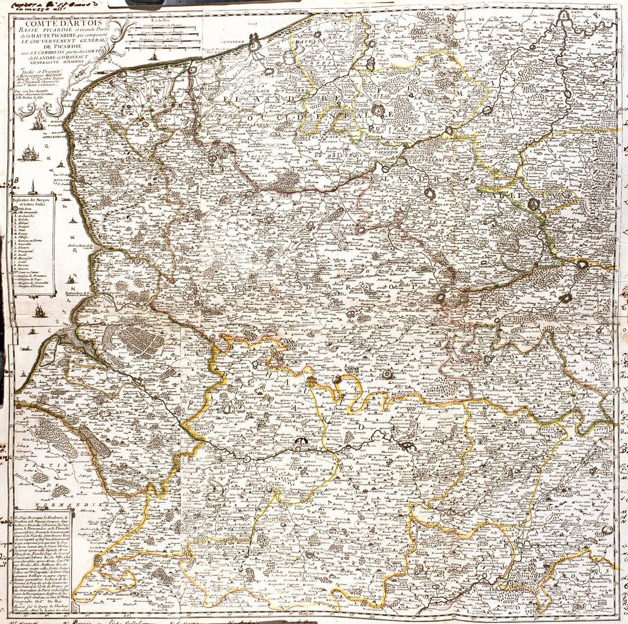 Kort over Artois (Frankrig) og Flandern (Belgien, Holland) (Gravering af Jean Baptiste Nolin