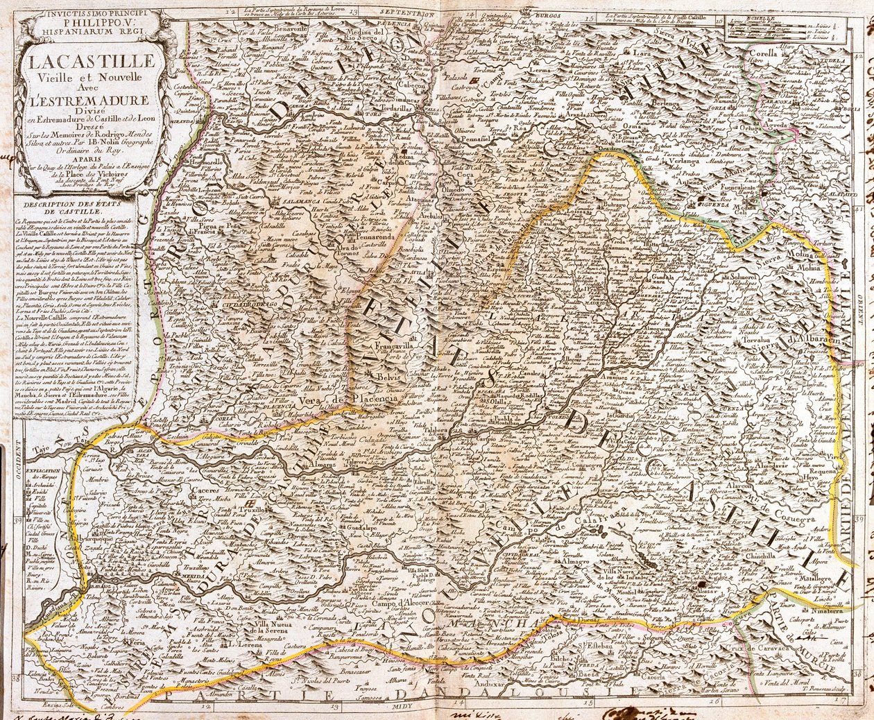 Kort over Castilla (Spanien) (gravering af Jean Baptiste Nolin
