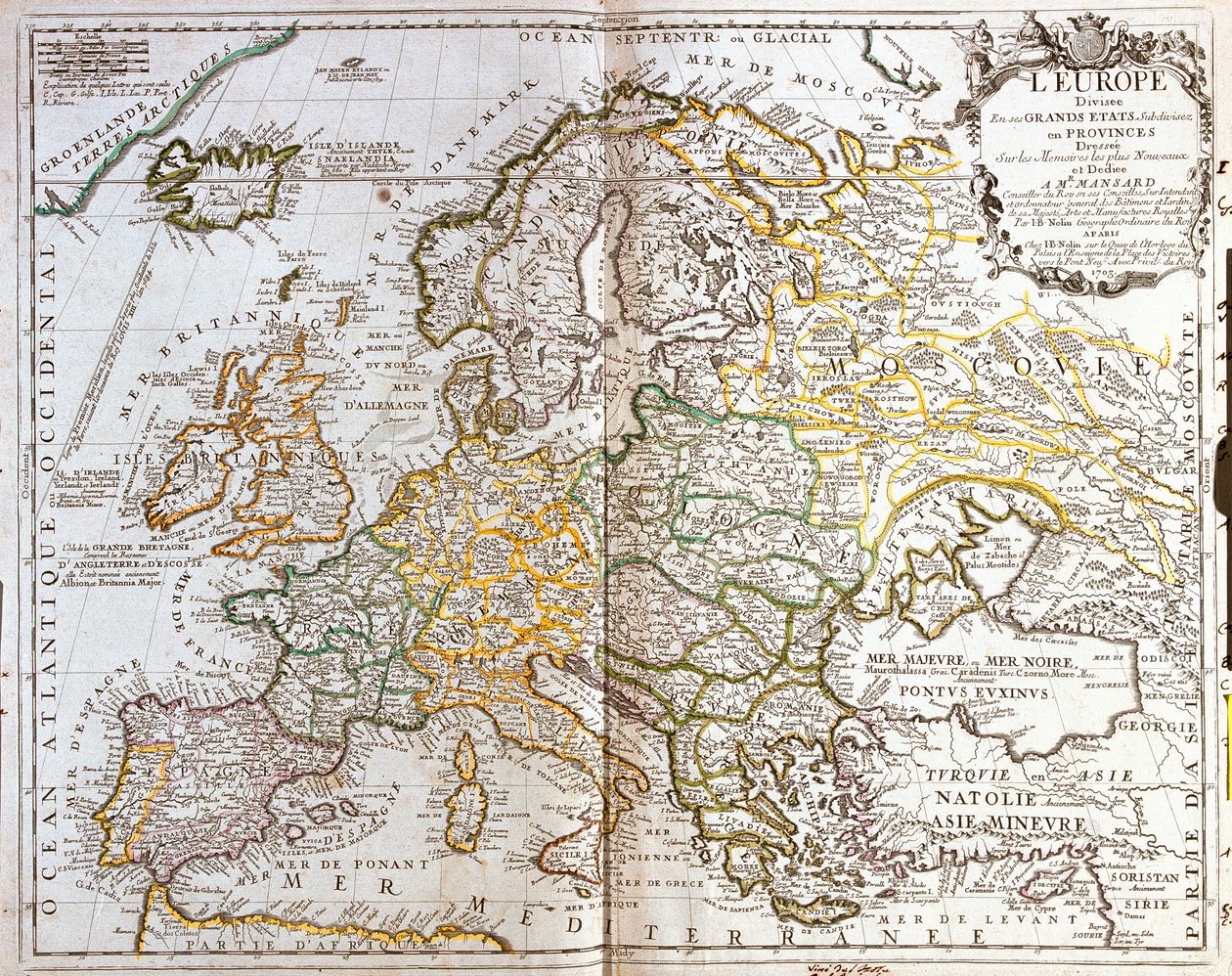 Kort over Europa af Jean Baptiste Nolin