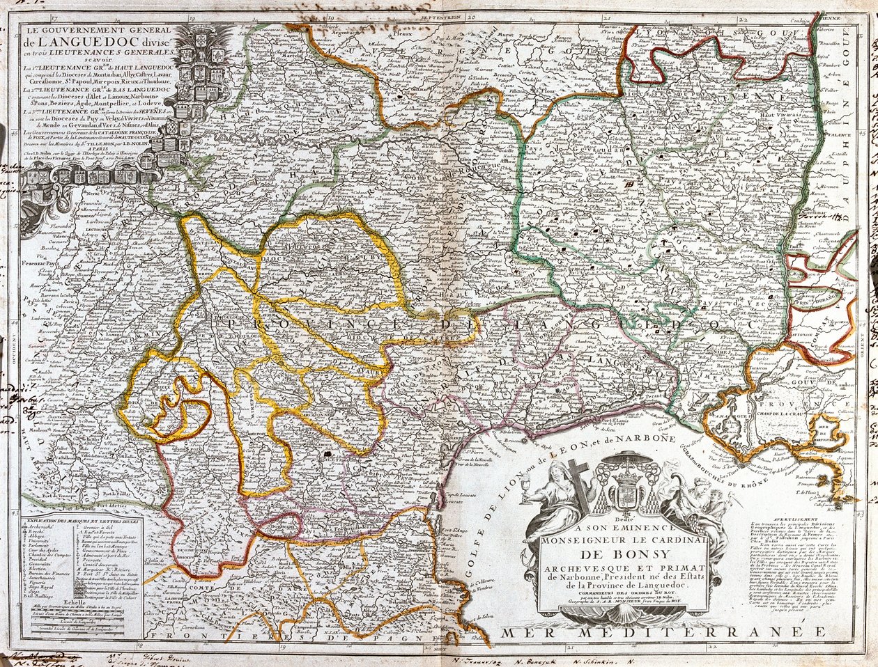 Kort over Languedoc (Sydfrankrig) (Gravering af Jean Baptiste Nolin