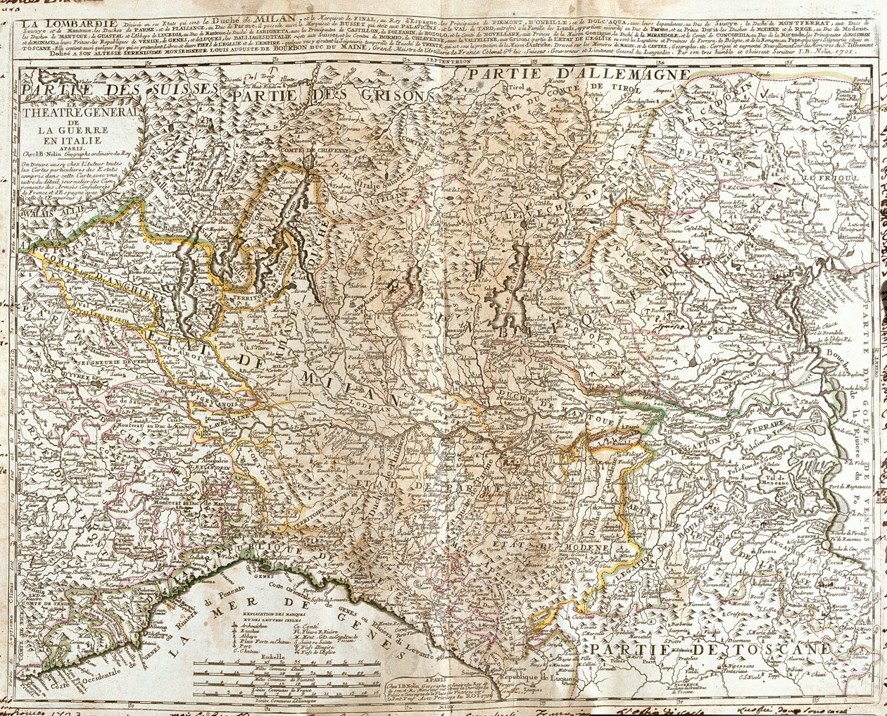 Kort over Lombardiet (Italien) (Gravering af Jean Baptiste Nolin