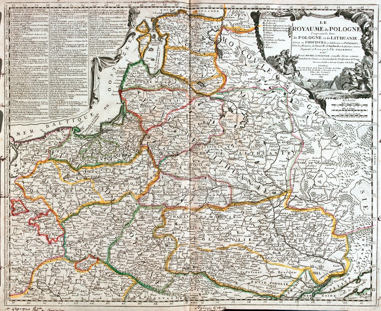 Kort over Polen og Litauen (gravering af Jean Baptiste Nolin