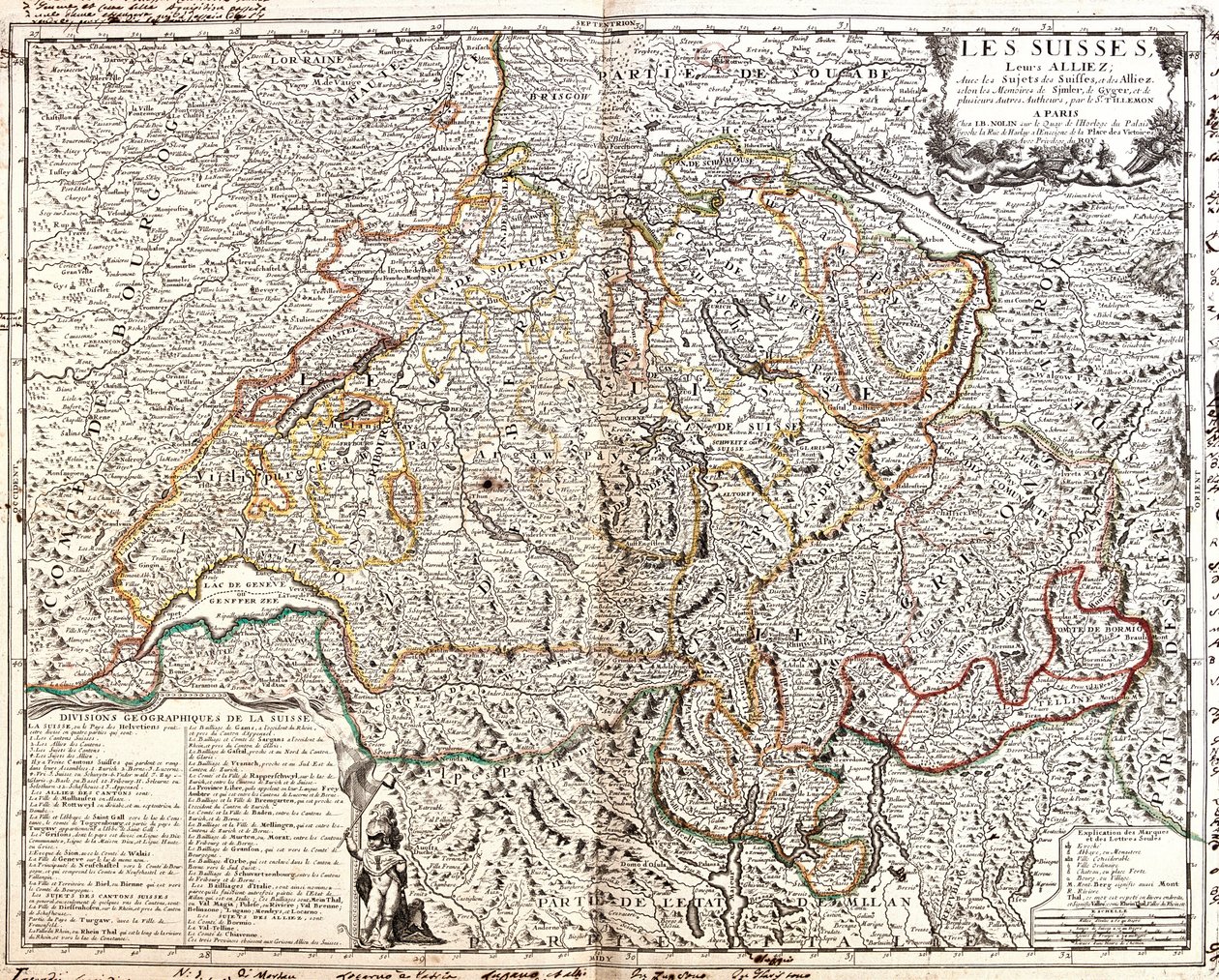 Kort over Schweiz (gravering af Jean Baptiste Nolin