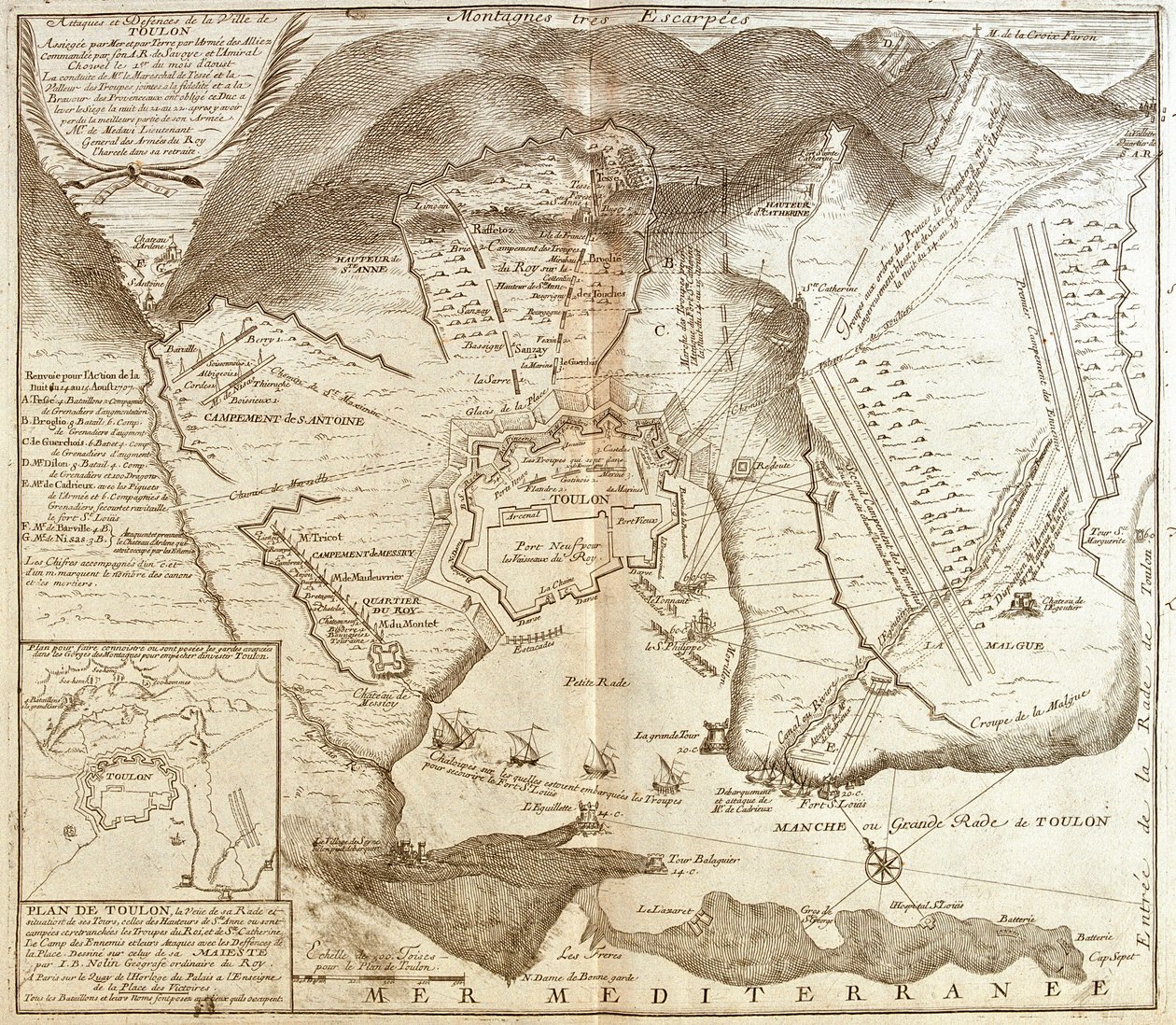 Kort over Toulon (Frankrig) (Gravering af Jean Baptiste Nolin