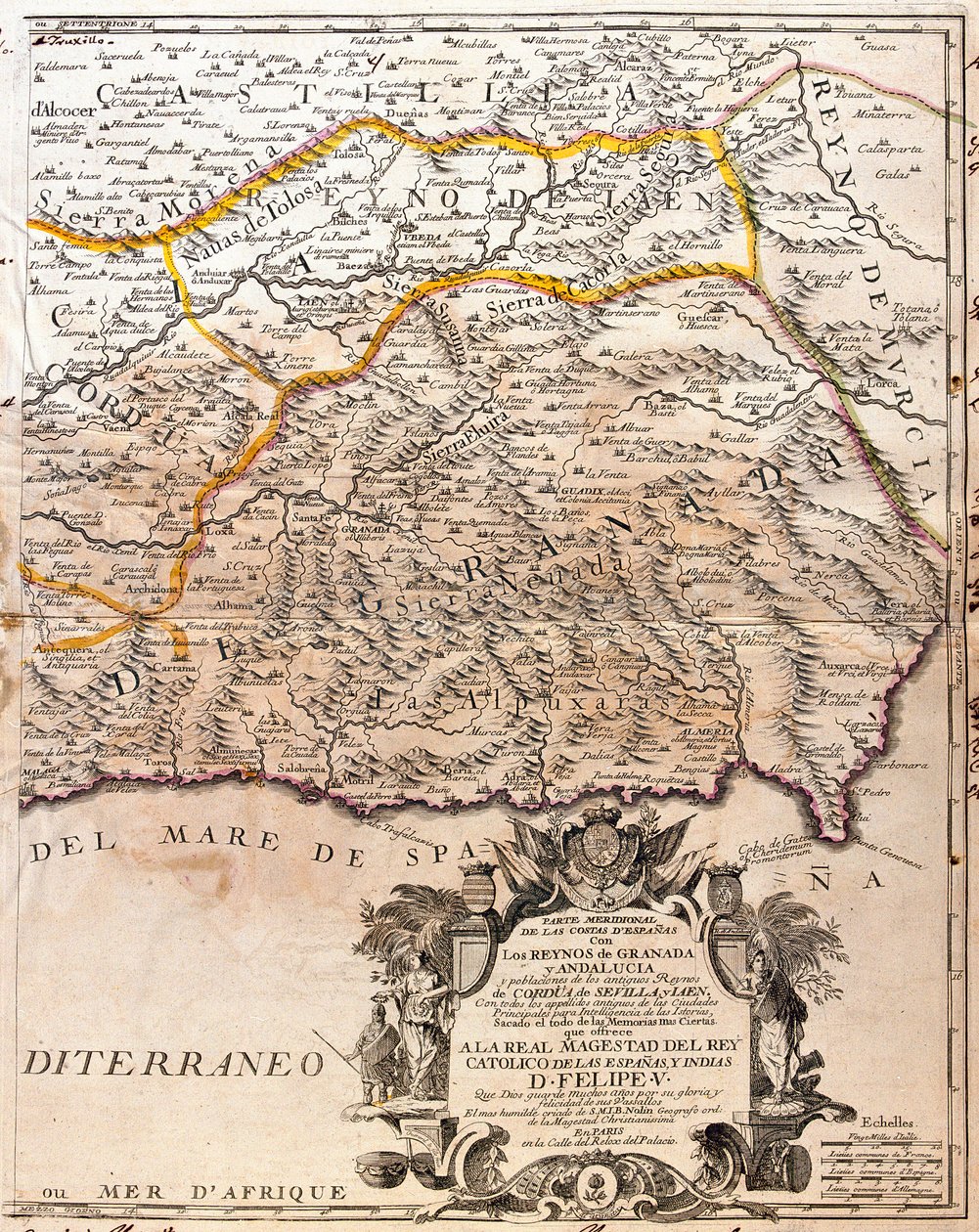 Kort over Granada-provinsen (Spanien) (gravering af Jean Baptiste Nolin