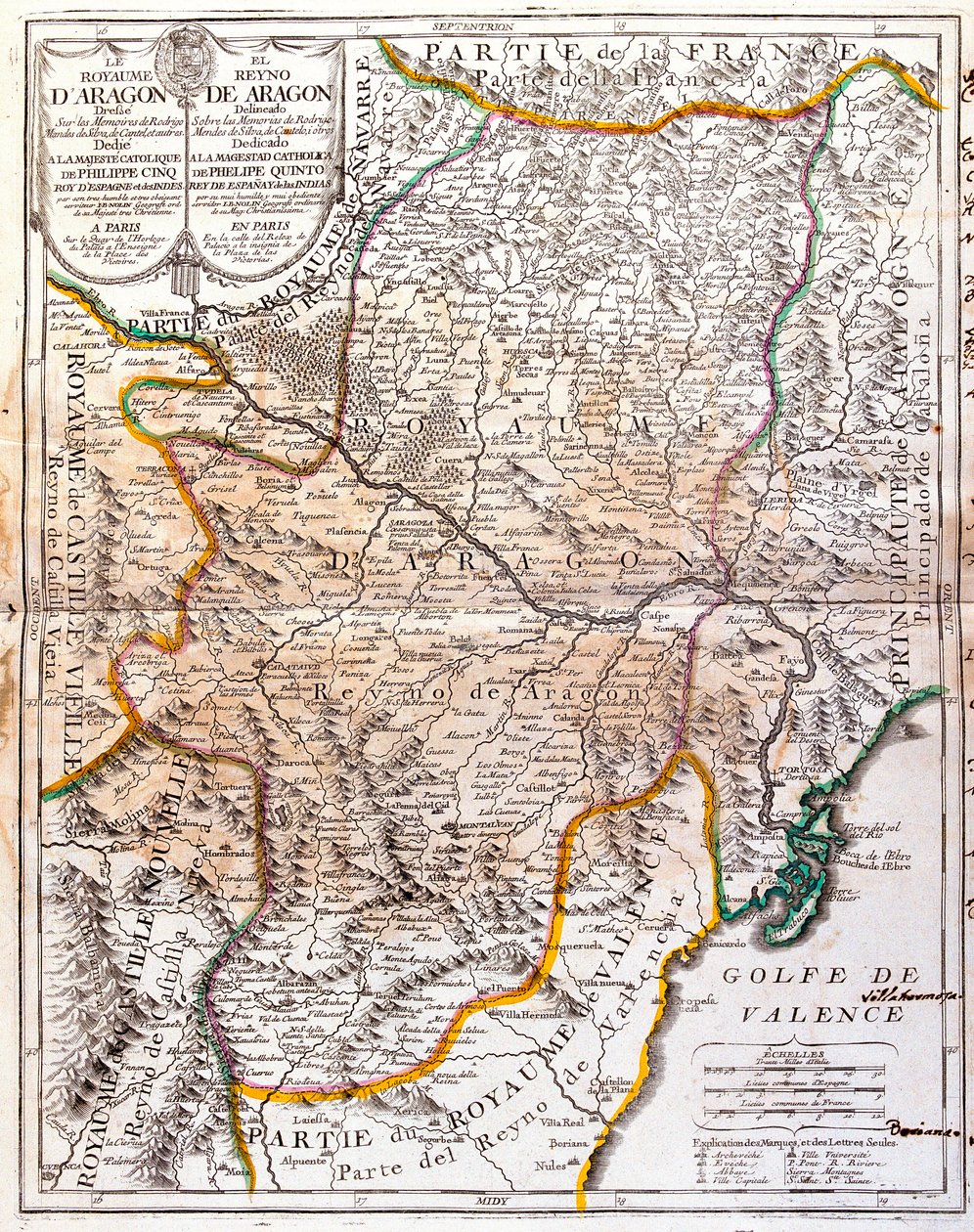 Kort over Kongeriget Aragon (Spanien) (Gravering af Jean Baptiste Nolin