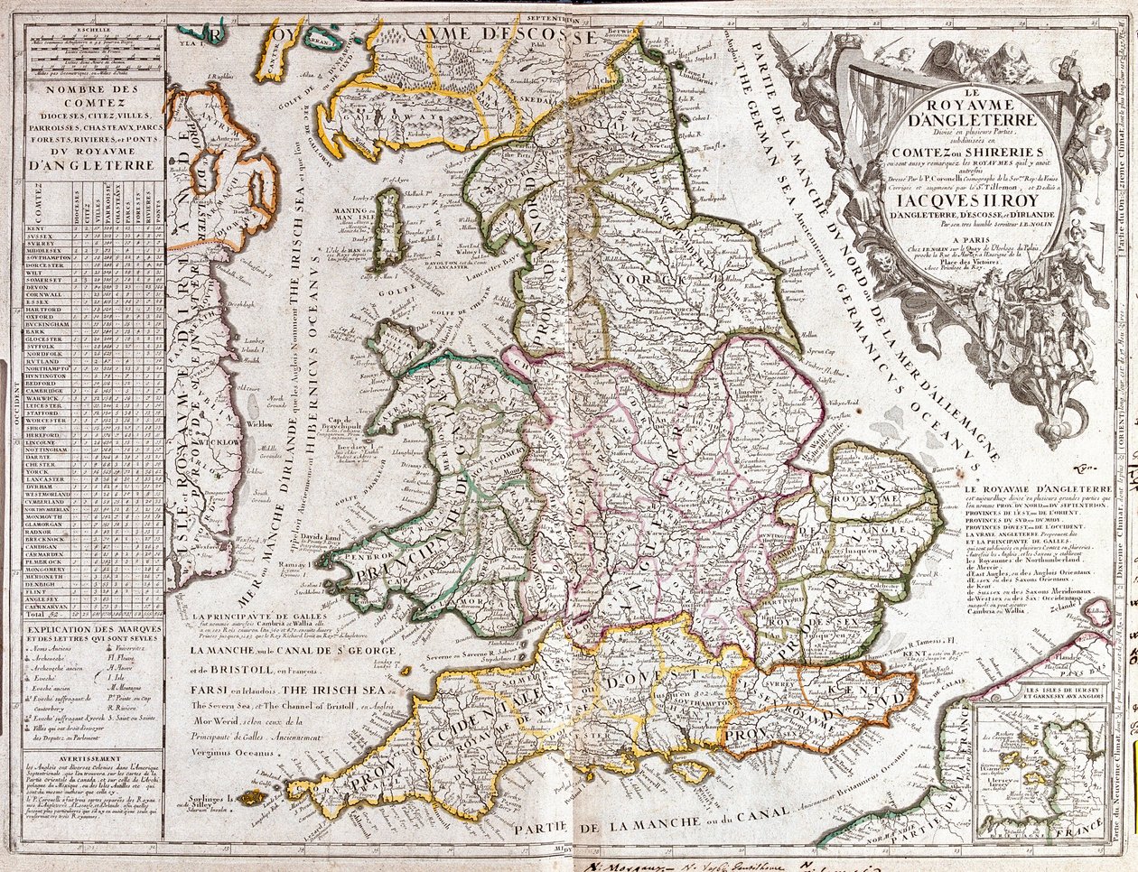 Kort over kongeriget England, under James II