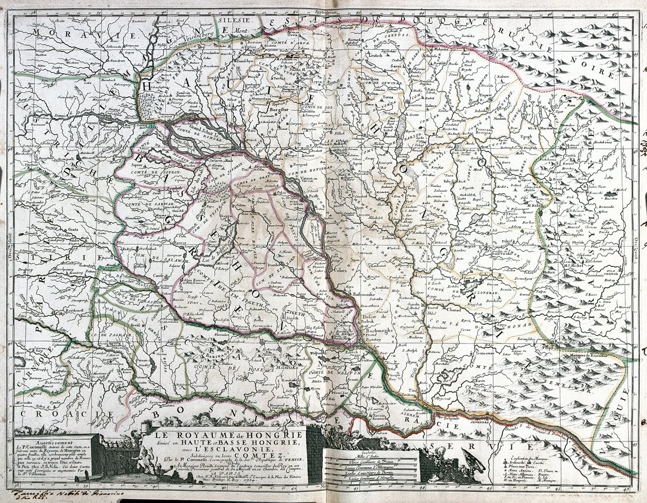 Kort over kongeriget Ungarn (gravering af Jean Baptiste Nolin