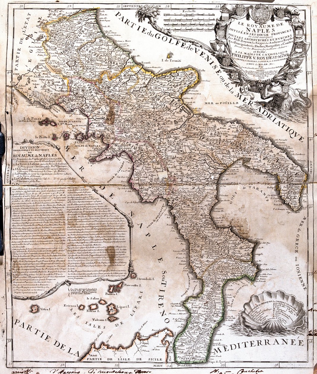 Kort over kongeriget Napoli (Italien) (gravering af Jean Baptiste Nolin