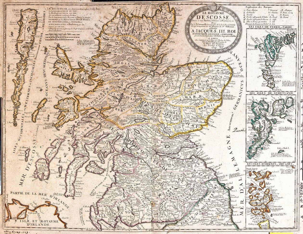 Kort over Kongeriget Skotland, under James II af Jean Baptiste Nolin