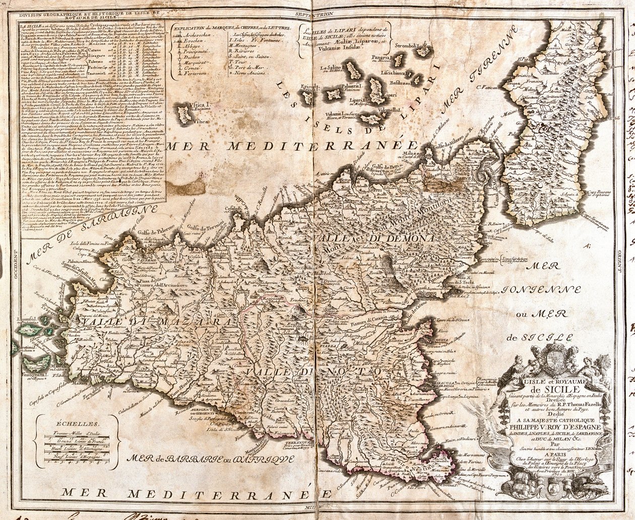 Kort over Kongeriget Sicilien (Italien) (Gravering af Jean Baptiste Nolin