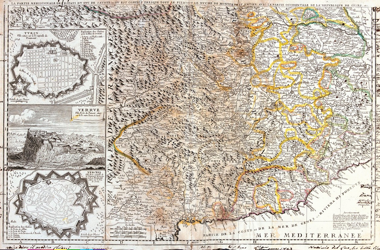Kort over hertugen af Savoys sydlige territorier i Italien (gravering af Jean Baptiste Nolin