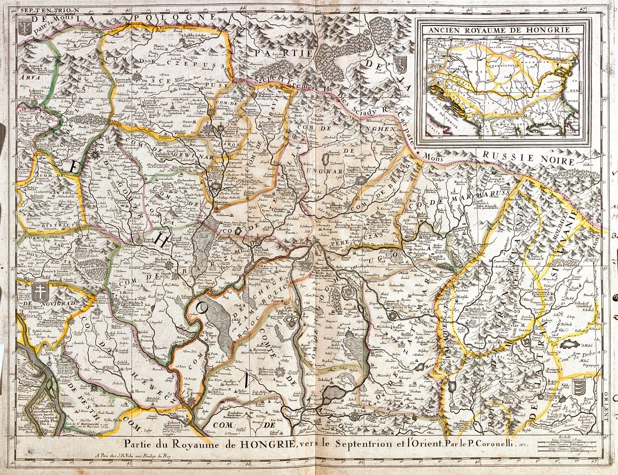 Kort over den nordlige orientalske del af kongeriget Ungarn (gravering af Jean Baptiste Nolin