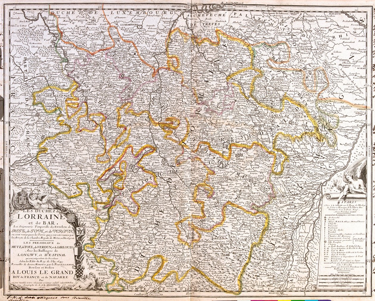 Kort over provinsen Lorraine (Frankrig) (gravering af Jean Baptiste Nolin