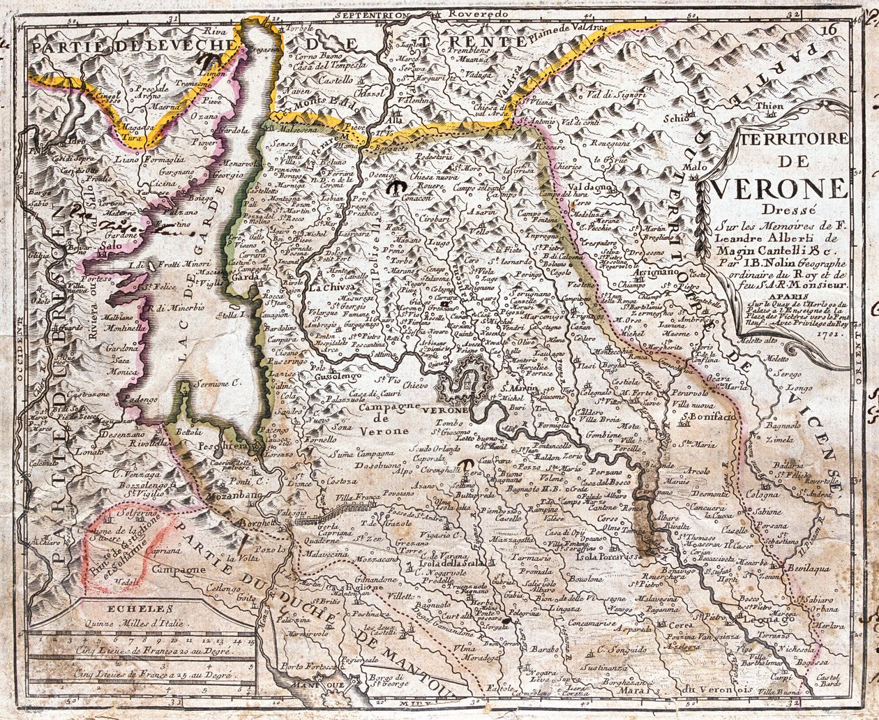 Kort over Veronas territorium (Veneto, Italien) (radering af Jean Baptiste Nolin