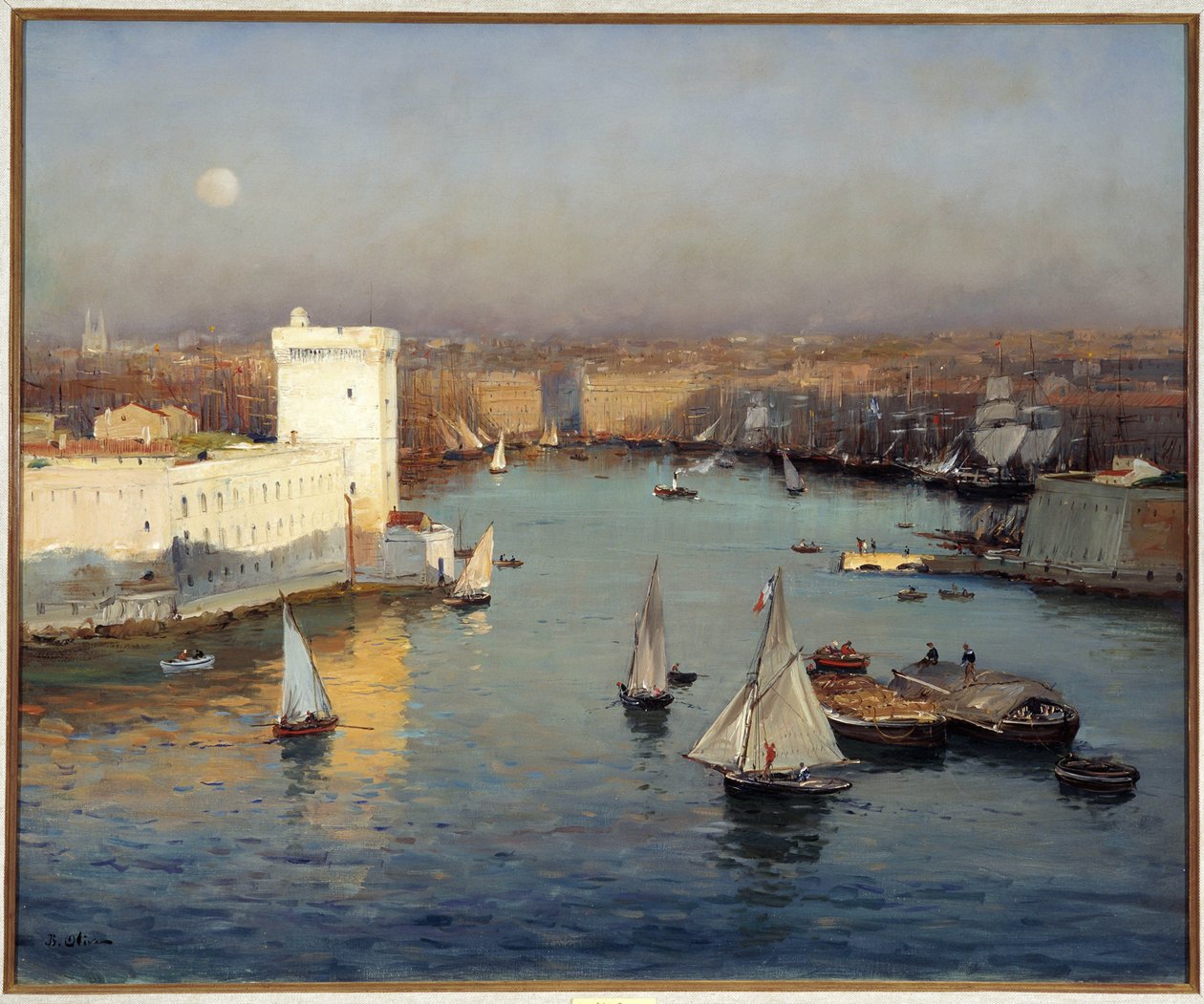 Udsigt over den gamle havn i Marseille fra Pharo-maleriet af Jean Baptiste Olive (1848-1936) Dim. 50x73 cm Obligatorisk omtale: Samlingsfonden for de provence, Marseille af Jean Baptiste Olive
