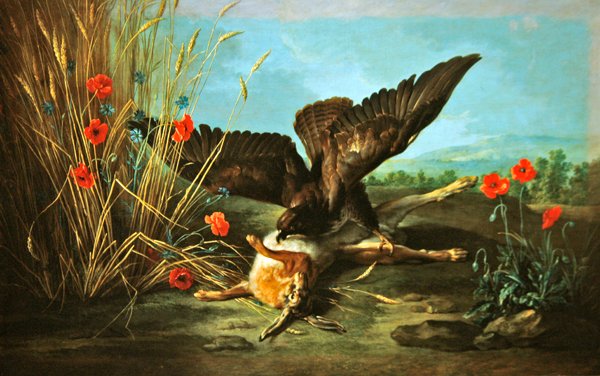 En musvåge, der vælter en hare, eller The Hawk and the Hare, 1749 af Jean Baptiste Oudry
