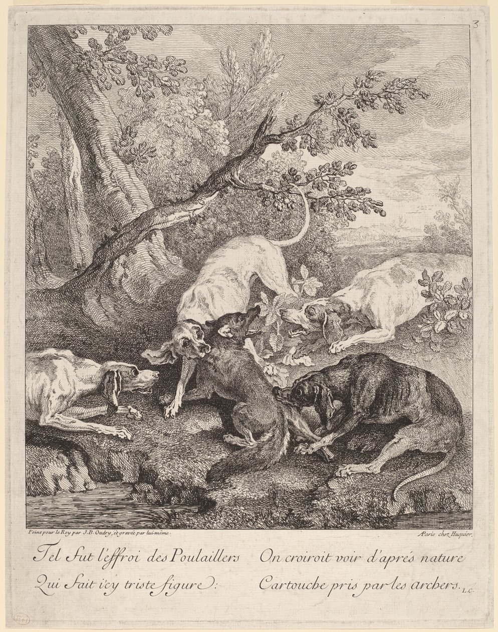 En ræv angrebet af hunde af Jean Baptiste Oudry