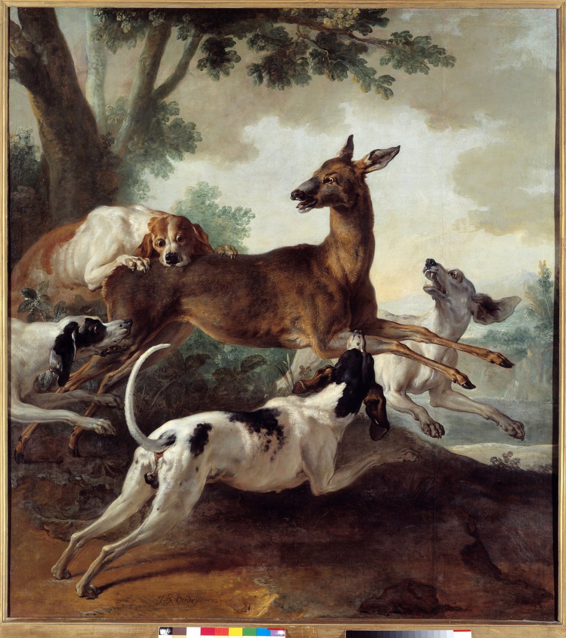 Hjorte jaget af hunde. Jagtscene. Maleri af Jean Baptiste Oudry (1686-1755) af Jean Baptiste Oudry