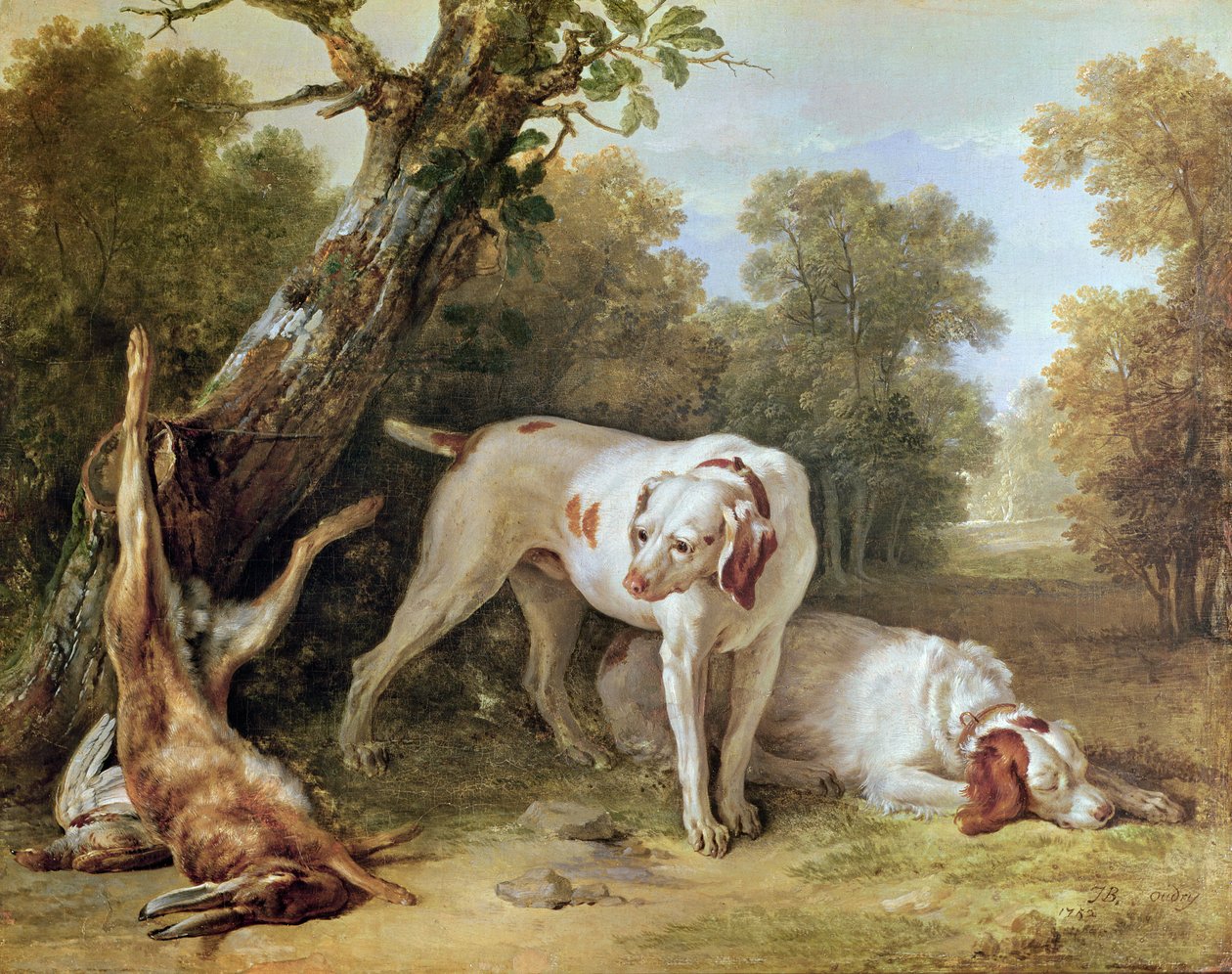 Hund og Hare af Jean Baptiste Oudry