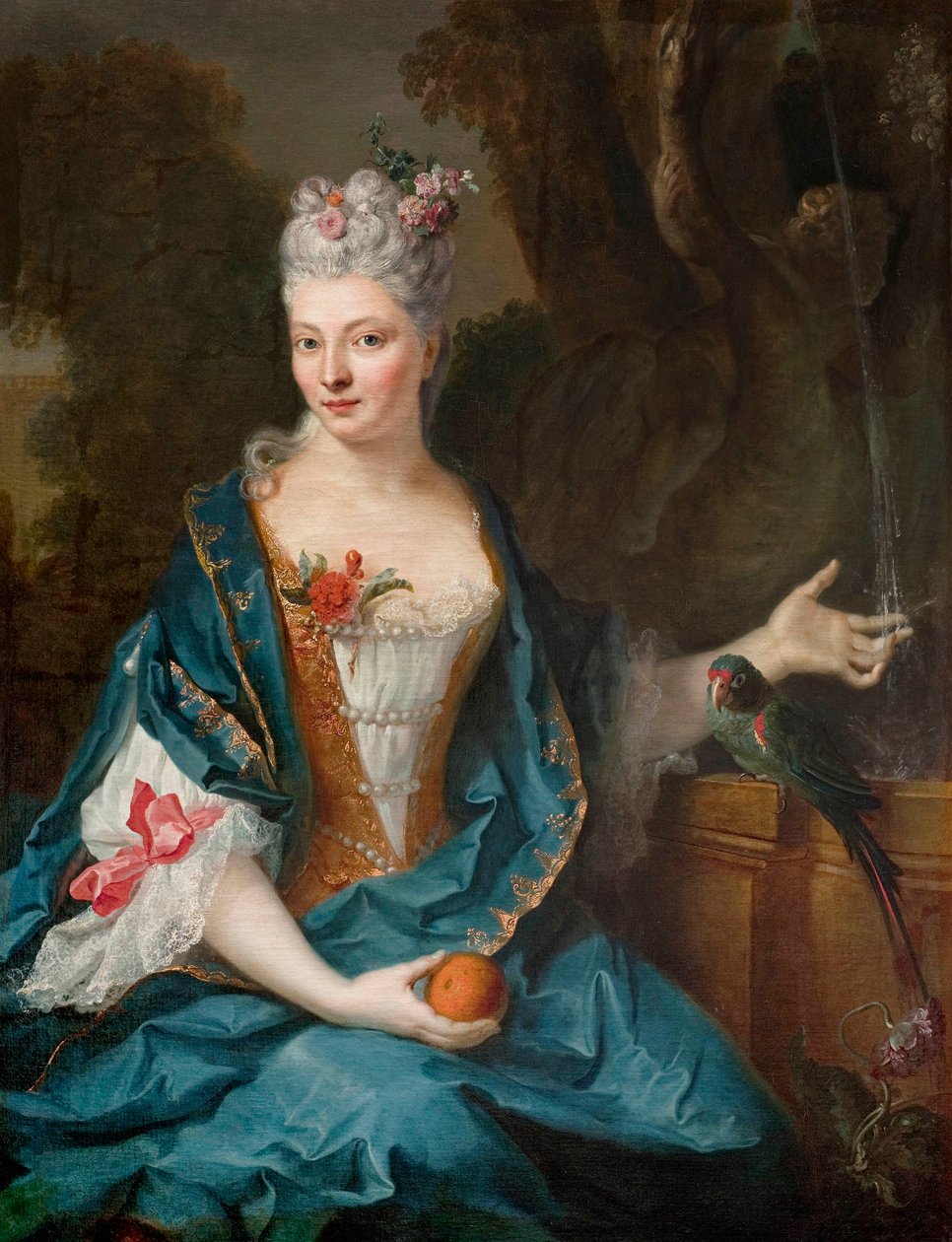 Fransk: Dame assise dans un jardin af Jean Baptiste Oudry