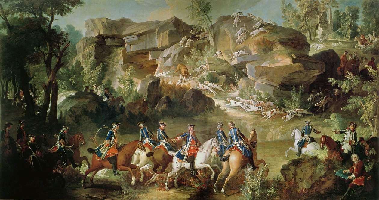 Jagt i skoven af Fontainebleau ved Franchard af Jean Baptiste Oudry