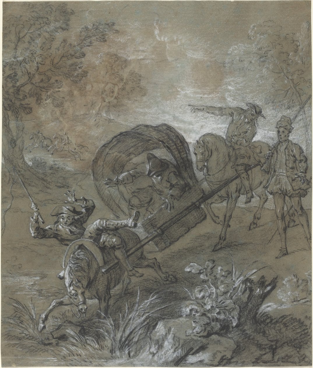 La Rancune på en båre, skudt i sumpen af Jean Baptiste Oudry