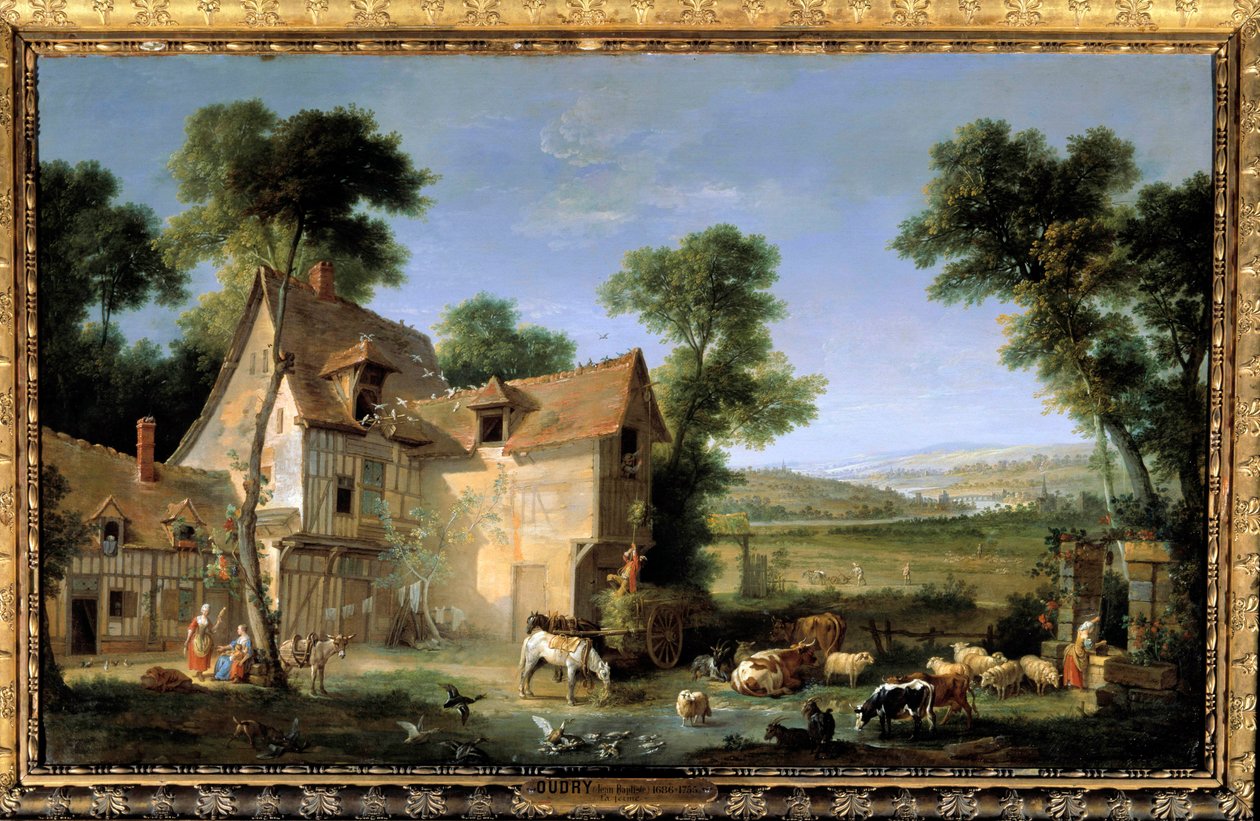 Gårdmaleriet af Jean Baptiste Oudry (1686-1755) 1750 søn. 1,3x2,12m af Jean Baptiste Oudry