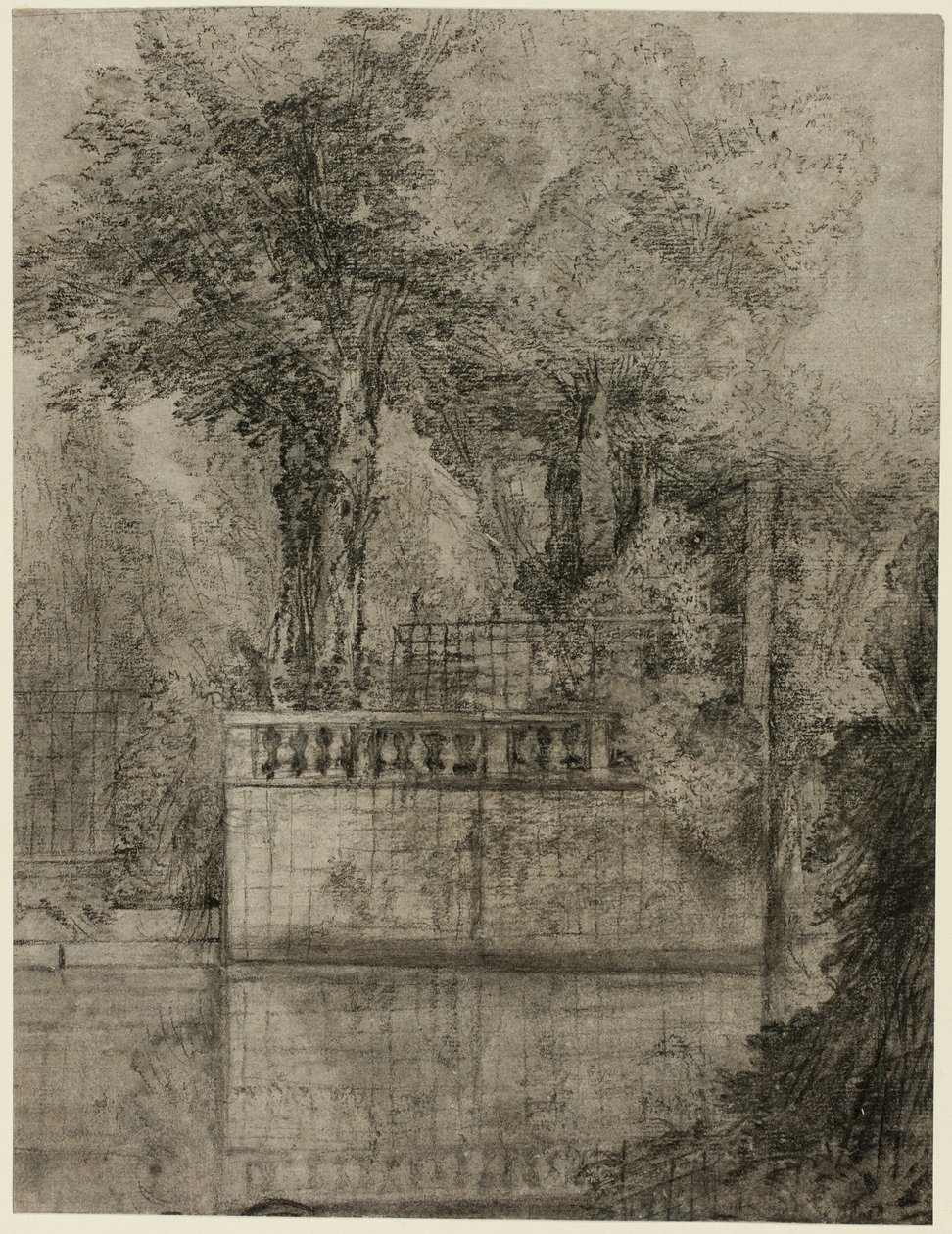 Gitterarbejde og reflekterende pool ved Arcueil af Jean Baptiste Oudry