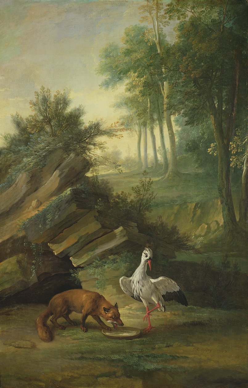 Ræven og Storken, 1747 af Jean Baptiste Oudry