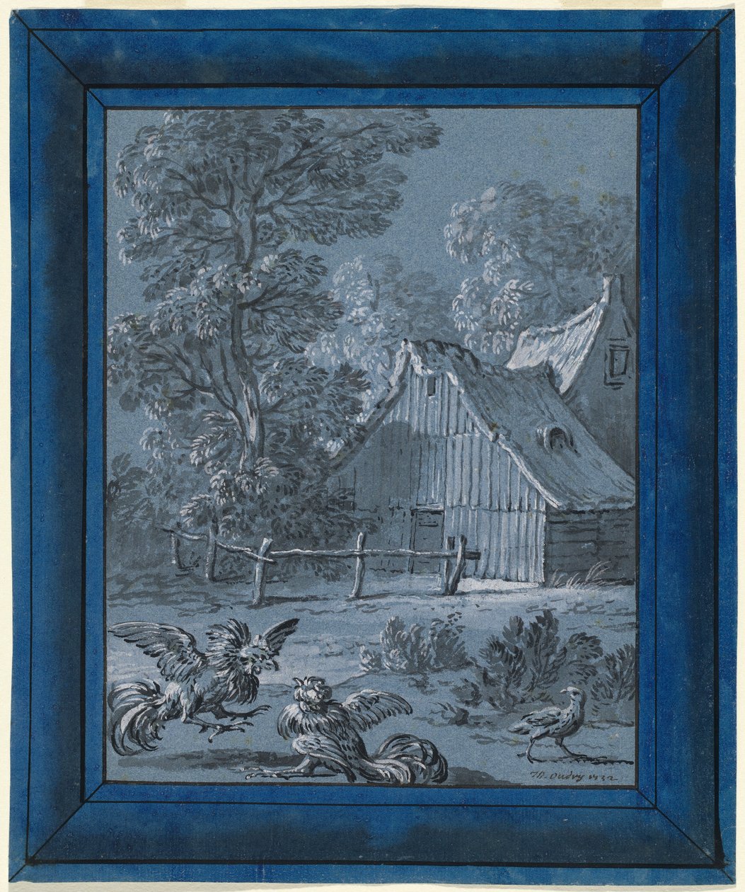 Agerhønen og Hanerne af Jean Baptiste Oudry