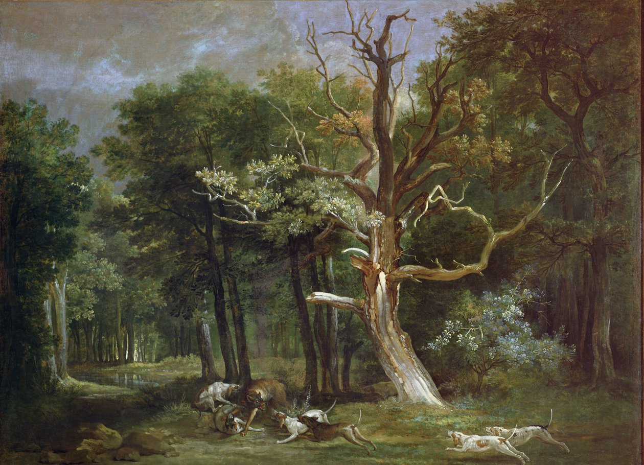 Ulvejagt i Saint-Germains skov, 1748 af Jean Baptiste Oudry