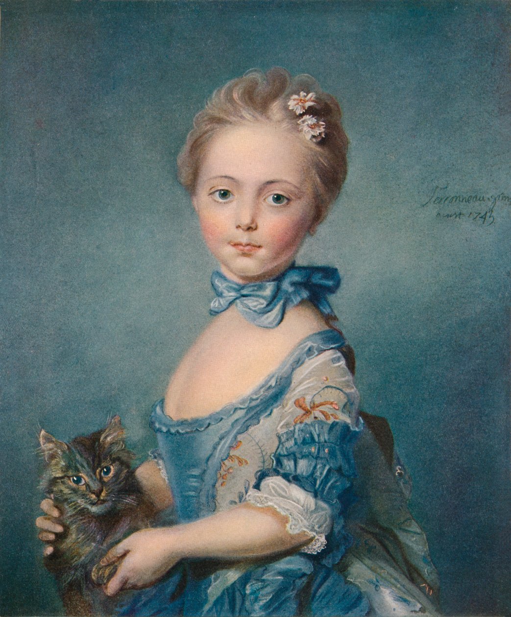 En pige med en killing, 1743, 1902 af Jean Baptiste Perronneau