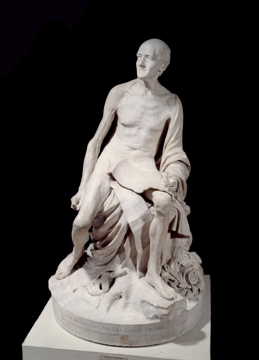 Francois-Marie Arouet dit Voltaire nu (1694-1778) Marmorskulptur af Jean-Baptiste Pigalle (1714-1785) 1776 Søn. 1,5 m Paris, Louvre-museet af Jean Baptiste Pigalle