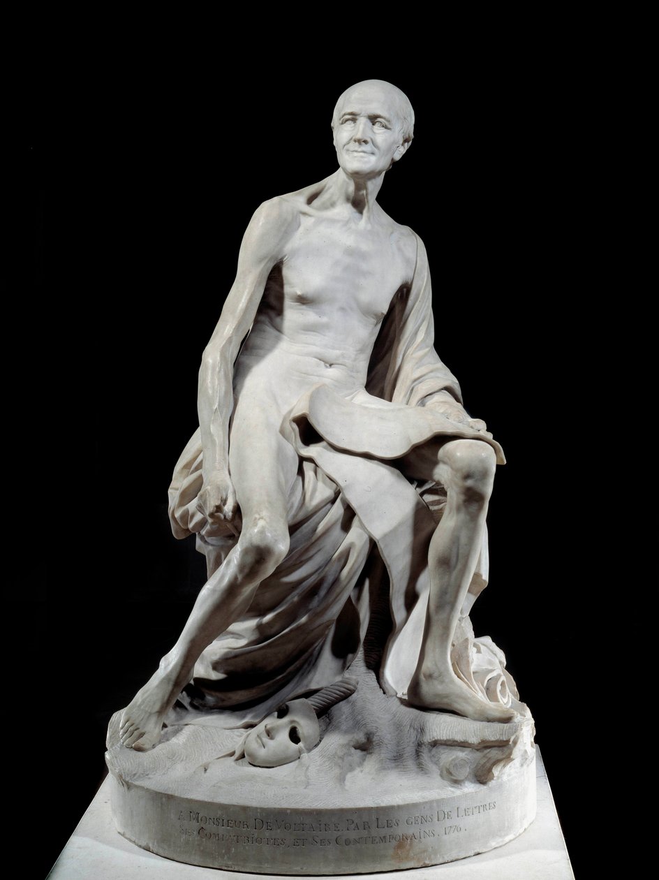 Francois-Marie Arouet dit Voltaire nu (1694-1778) Marmorskulptur af Jean-Baptiste Pigalle (1714-1785) 1776 Søn. 1,5 m Paris, Louvre-museet af Jean Baptiste Pigalle