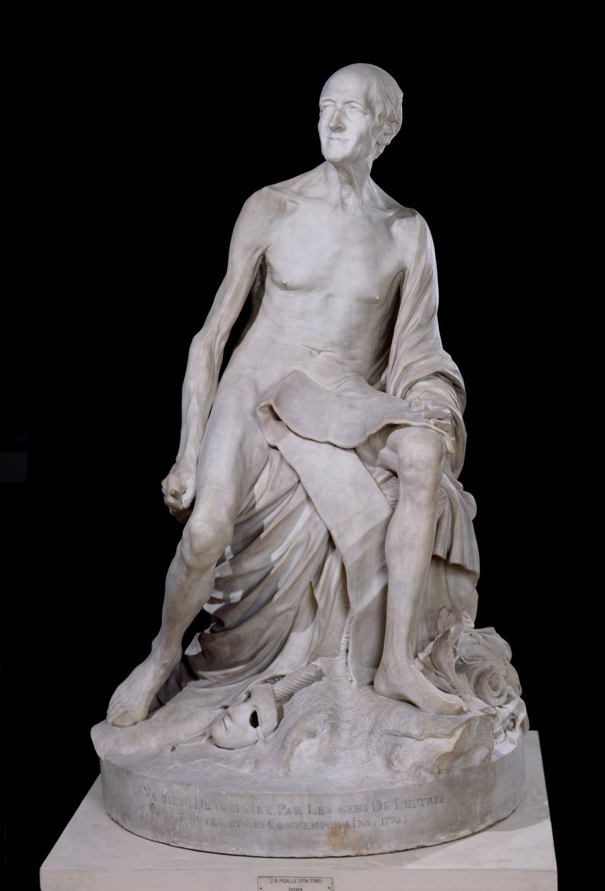 Siddende Statue af Voltaire (1694-1778) 1776 (marmor) af Jean Baptiste Pigalle