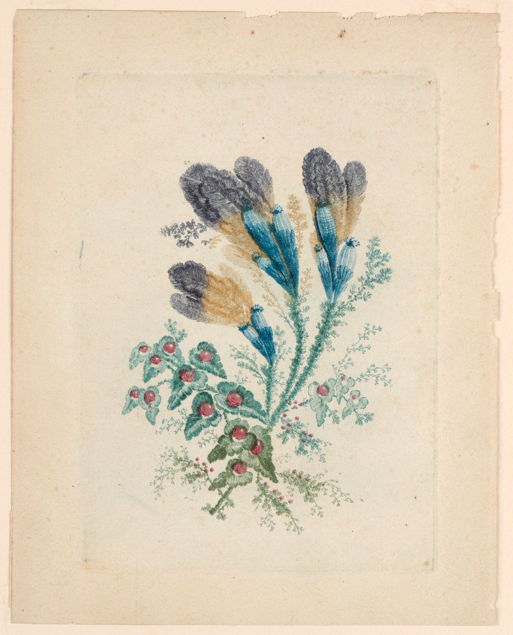 Fantastisk blomstermotiv fra "New Suite of Ideal Flower Notebooks" af Jean Baptiste Pillement