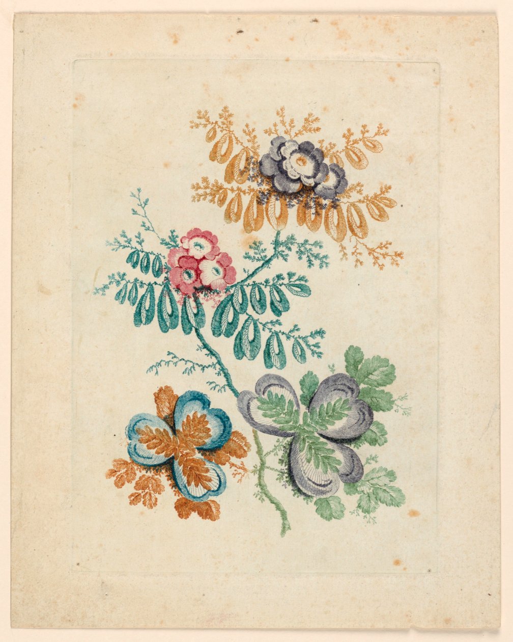 Fantastisk blomstermotiv fra "Nouvelle Suite de fleurs idéales" af Jean Baptiste Pillement